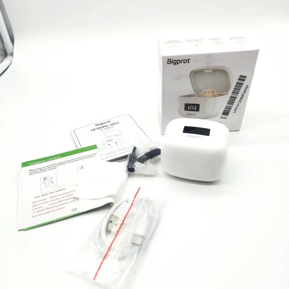 Bigprot Rechargeable Digital Hearing Aids Noise Cancelling BTE Pair White - Picture 2 of 14